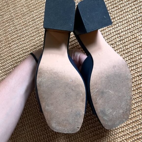 Women's Sandals Peep Toe Slides Chunky Heel Mules - Picture 2 of 4